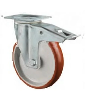 Talpas kerék 80 L420.B31.080 forgó fékes villa piros PU terhelhető: 120kg (BS)