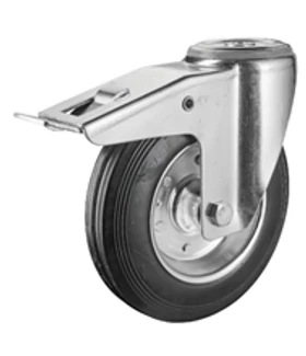 Hátfuratos kerék 200 L121.B55.200 forgó fékes villa fekete terhelhető: 200kg(BS)