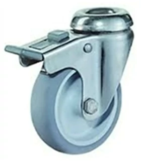 Hátfuratos kerék 125 G121.A80.126 inox forgó fékes villa szürke terhel:70kg (BS)