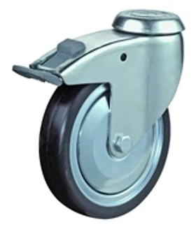 Hátfuratos kerék 75 C121.A89.075 forgó fékes villa fekete terhelhető: 60kg (BS)
